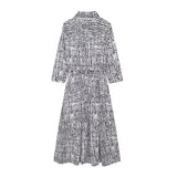 Yipinpay Spring Series Printed Long-Sleeved Belt Dress 5216041