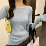 Yipinpay Bamboo Hemp Long-Sleeved Stretch Bottoming Women's Autumn And Winter New Solid Color Thin Sweaters