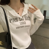 Yipinpay Hooded Printed Long-Sleeved T-Shirt Women's Autumn And Winter New Style Embellished Thin Short Blouse