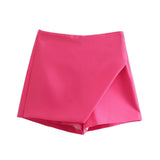 Yipinpay New Korean Version Of High Waist And Long Legs Asymmetrical Candy Colored Skirt Skirt Pants