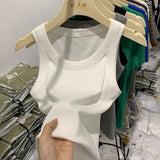 Yipinpay Girls Tight Anti-Smooth Threaded Vest Women's Spring And Summer Suit Slim Top Ins Tide