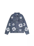 Yipinpay High Street Tide Card Letter Printed Loose Jeans Jacket Men's And Women's Same High Street Suit