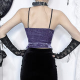 Yipinpay Summer 2024 New Spicy Girl Vest Temperament Rose Compound Lace Purple Sling Girl
