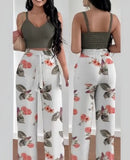 Yipinpay Independent Station Spring And Summer New Fashion Printing Suspenders To Attract 2-Piece Sets Of Trousers