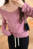 Yipinpay Girls' Long-Sleeved T-Shirt Women's New Solid-Color Bottomed Shirt With A Slim And Slim Design Blouse