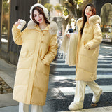 New Winter Milk Shout Down Cotton Suit Female Long Over The Knee Vitality Girl Big Hair Collar Cotton-Padded Jacket Jacket