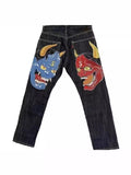 Yipinpay High Street Jeans Male Personality Printed Hip Hop Fashion Clothing Straight Pants High Waist Y2K Jeans