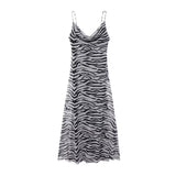 Yipinpay Spring Style Animal Print Silk Mesh Slim Sling Dress 5039474