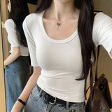 White Thin Half-Sleeved T-Shirt Women's Summer 2024 New Fashion Style Design Minority Lazy And Relaxed Jacket