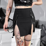 Yipinpay Dark Wind Spring's New Double Zipper Bag Hip Fork Goth Design Tight Half Skirt Woman