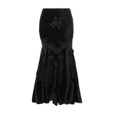 Yipinpay Autumn Fashion Sexy Hot Girl Long Dress Dark Gothic Temperament Slim Buttocks Fishtail Skirt Woman