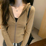 Yipinpay Zipper Hooded Sweater Women's Autumn And Winter New Short Short-Sleeved Sports Casual Blouse