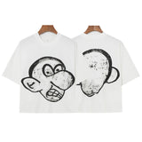 Yipinpay Boxy Fit Tee Cartoon Spoof Printing Beauty Trend Loose Long