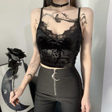 Yipinpay 212005 Sexy Lace Sling Vest Feminine Slim Spicy Girl Navel Blouse