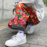 Big Flower Leisure And Velvet Foot Casual Pants Large Size Chinese Wind Peony National Characteristics And Velvet Big Flower Pants