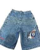 Yipinpay Y2K Vintage Denim Shorts Men's Harajuku Punk High-Waisted Denim Shorts