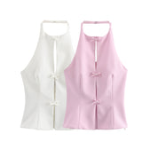 Yipinpay New Collar Bow Decoration Solid Color Blouse 4772009