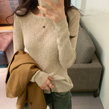 Yipinpay Bamboo Hemp Long-Sleeved Stretch Bottoming Women's Autumn And Winter New Solid Color Thin Sweaters