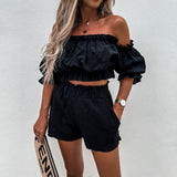 Yipinpay Style 2024 Women's Wear Ebay Summer New Leisure Short-Sleeved Suit Two-Piece Suit