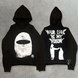 Yipinpay Street Harajuku Fashion Retro Skull Print Hoodie Y2k Couples Street Clothing Hoodie