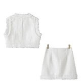 Yipinpay New Woolen Short Vest Woolen Mini Skirt Suit