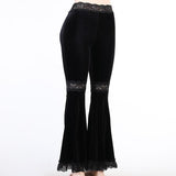 Yipinpay Lace Stitching, High-Waisted Slim Trousers, Dark Fashion, Hot Girls, Straight-Tube Casual Trousers.