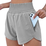 Yipinpay Women's Sports Shorts Quick-Dry Loose Leisure High-Waist Side Zipper Fitness Yoga Three-Point Shorts