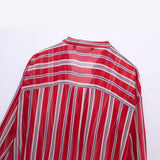 Yipinpay Spring Style Knot Striped Translucent Long-Sleeved Shirt 3333244