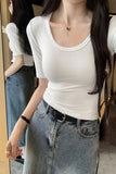 White Thin Half-Sleeved T-Shirt Women's Summer 2024 New Fashion Style Design Minority Lazy And Relaxed Jacket