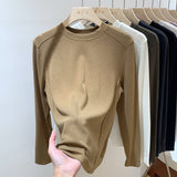 European Designer Round-Necked Long-Sleeved T-Shirt Women Slim In Autumn And Winter 2025 Look Thin With A Bottomed Blouse