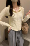 Yipinpay Zipper Hooded Sweater Women's Autumn And Winter New Short Short-Sleeved Sports Casual Blouse