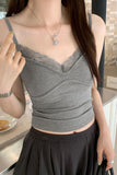 Sexy Spice Girls White Lace Ribbon Vest Women's Spring And Summer New Style Design Slimming With Short-Style Tops