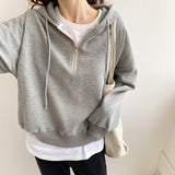 Short Style Waffle Hooded Sweater 2025 Early Spring New Style Loose Design Niche Jacket Women's Spring And Autumn