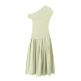 Yipinpay New Summer Dress With A High Waist And A Slim, Asymmetrical Long Dress In Solid Color