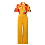HOT SALE🔥 FREE SHIPPING🚚 The New 2023 Summer Printing Collar Long Sleeve Shirt Jacket Wide-Legged Trousers Fashion Suits Two-Piece Outfit 423-1