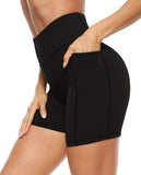 Yipinpay Shorts Tight Three-Point Pocket High-Waist Elastic Fitness Training Exercise Shorts