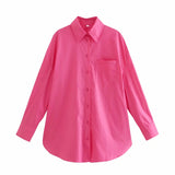 Yipinpay Ins14 Color Pocket Decoration Women's Basic Long-Sleeved Shirt In Spring And Summer Of 2024