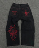 Yipinpay Baggy Jeans JNCO Hip-Hop Street Clothing Vintage Harajuku High-Waist Wide-Leg Jeans