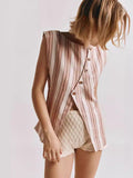 Yipinpay Women's Fashion Fashion Button Stripe Suit