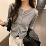 Yipinpay Single-Breasted Knitted Cardigan Jacket Women's Autumn And Winter New Style Underwear Soft Waxy Leisure Lazy Sweater