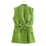 Yipinpay Women's Belt Vest 3035587 Vertical High Waist Trousers 2927587 Suit