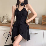 Yipinpay Pleated V-Neck Suspender Dress In Summer, The New Niche Design Feels Sweet And Cool