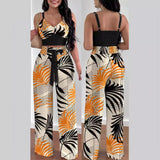 Yipinpay Independent Station Spring And Summer New Fashion Printing Suspenders To Attract 2-Piece Sets Of Trousers