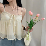 2024 Fashionable Women's Wear Ins Online Celebrity Chao Brand New Fairy Style Wrinkle Loose Show Thin Vest
