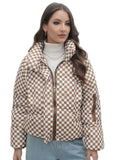 Yipinpay Plaid Women's Coat Bread Jacket Warm Down Cotton-Padded Jacket Women's Cotton-Padded Jacket