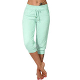 Yipinpay Women's Seven-Cent Pants, Leisure, Slim, High-Waisted Rope Pocket, Sports Pants, Fitness Training, Running Casual Pants
