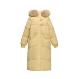 New Winter Milk Shout Down Cotton Suit Female Long Over The Knee Vitality Girl Big Hair Collar Cotton-Padded Jacket Jacket