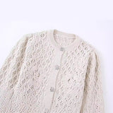 Yipinpay Spring Artificial Jewelry Button Decoration Round Neck Knitted Coat 5802117