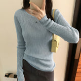 Yipinpay Bamboo Hemp Long-Sleeved Stretch Bottoming Women's Autumn And Winter New Solid Color Thin Sweaters