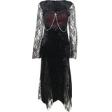 Yipinpay Lace Spliced Cross Dress, Dark Style, Sexy Slimming, Hip Split Dress